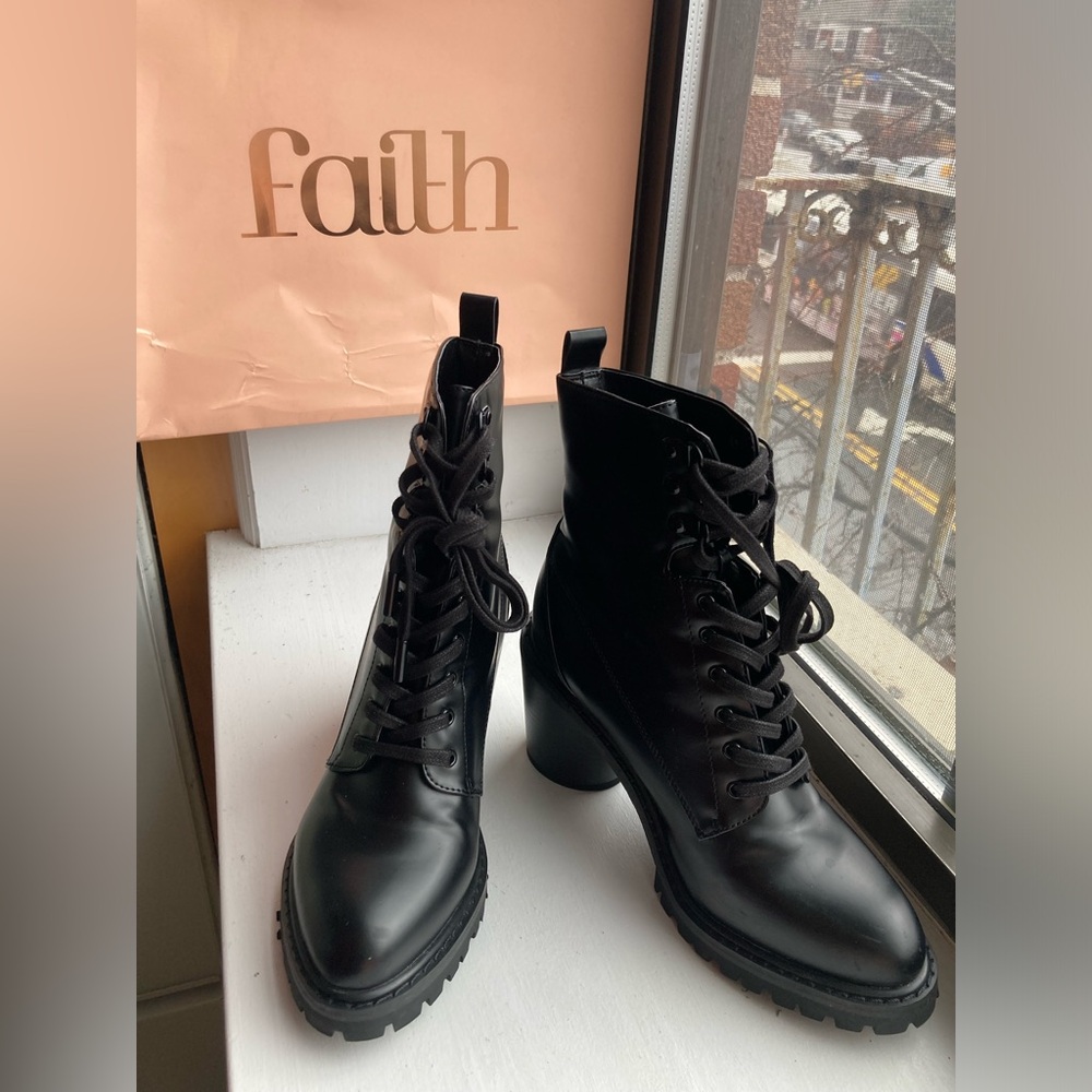 Faith Women's Black Lace-Up Boots